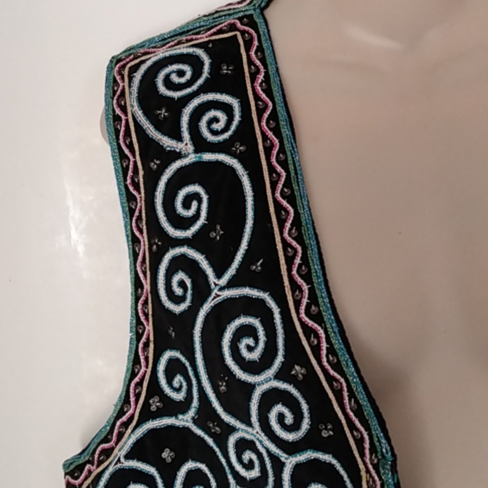 Beaded Boho Gypsy Festival Vest Rhenfaire Rhenfest - Picture 5 of 10